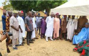 Community leaders and residents gathered during the Nisa Premier Hospital Karu medical outreach
