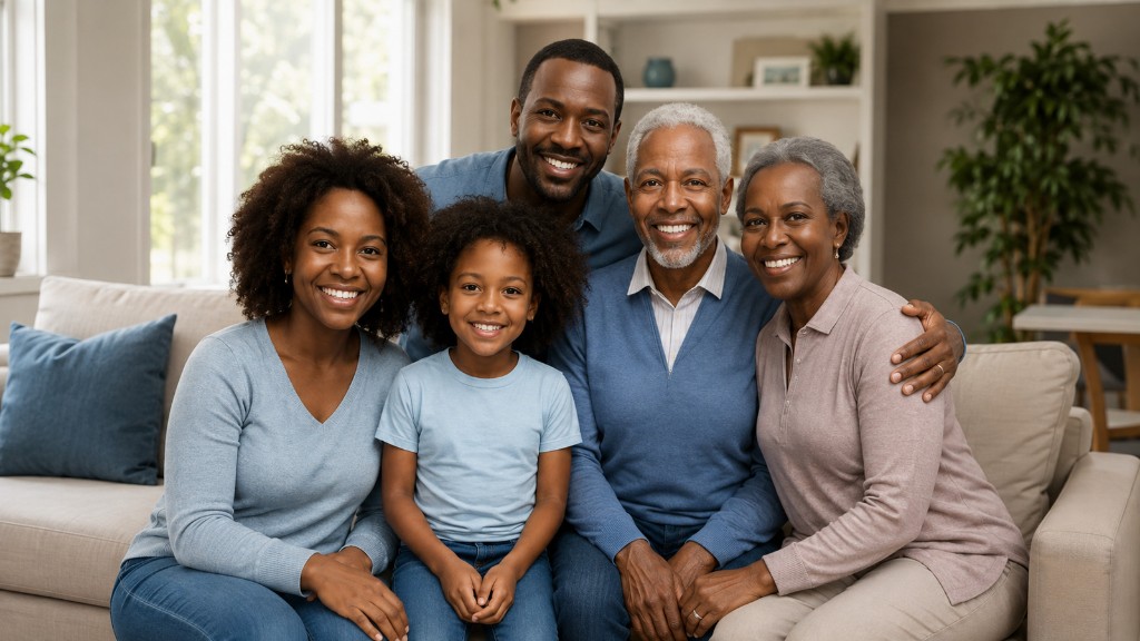 Multi-generational family representing whole-family care at Nisa Premier Hospital