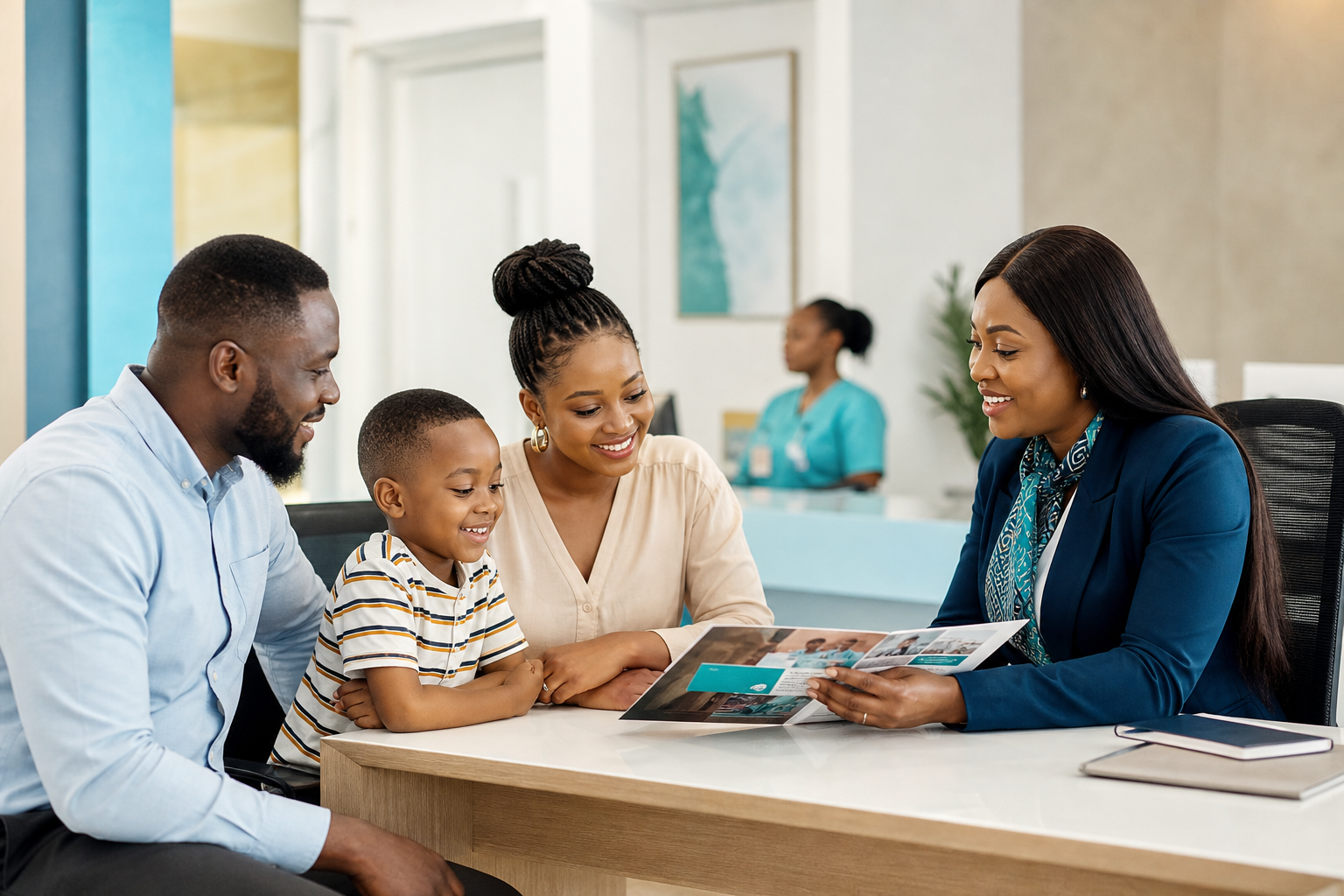 Family discussing a Nisa health plan with a care advisor