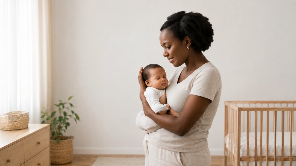 Black African mother holding her baby